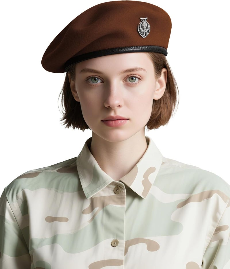 CKYPTFK Beret Hats for Women & Beret Hat Men - US Army Style 100% Wool Military Beret, Vintage British Officer Look. - Image 1